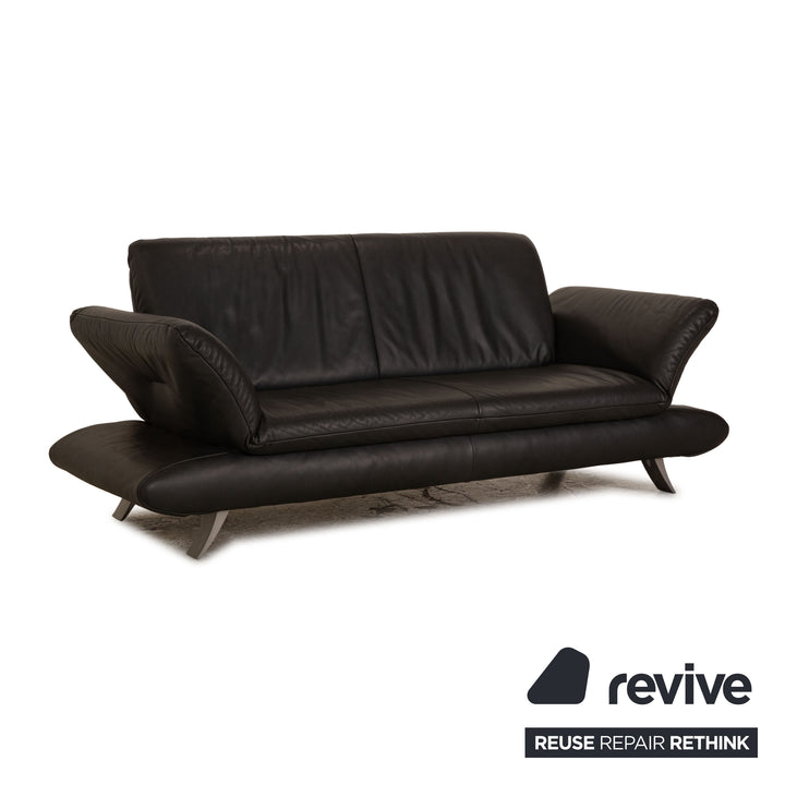 Koinor Rossini Leather Loveseat Gray Dark Gray Slate Manual Function Sofa Couch