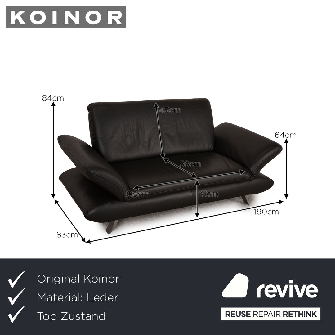 Koinor Rossini Leather Two Seater Gray Sofa Couch Function