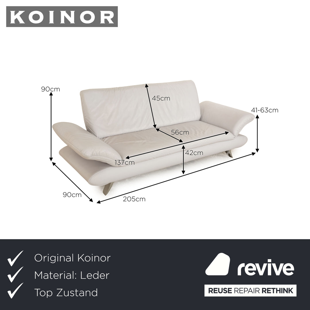 Koinor Rossini Leather Two Seater Light Blue Blue Manual Function Sofa Couch