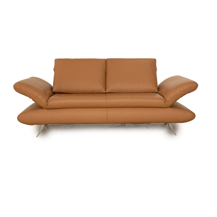 Koinor Velluti Leather Two Seater Light Brown Sofa Couch Manual Function
