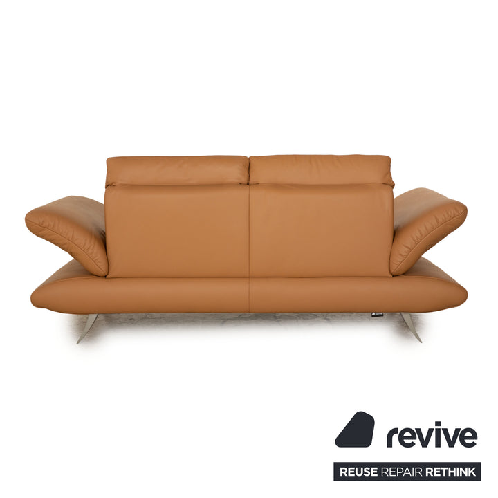 Koinor Velluti Leather Two Seater Light Brown Sofa Couch Manual Function