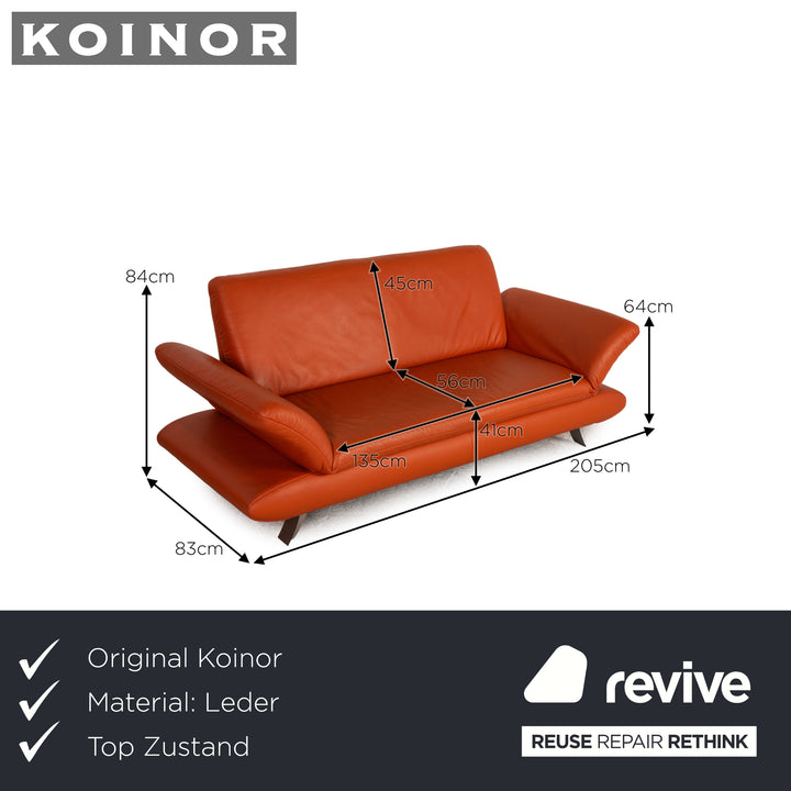 Koinor Rossini Leather Two Seater Orange Sofa Couch Feature