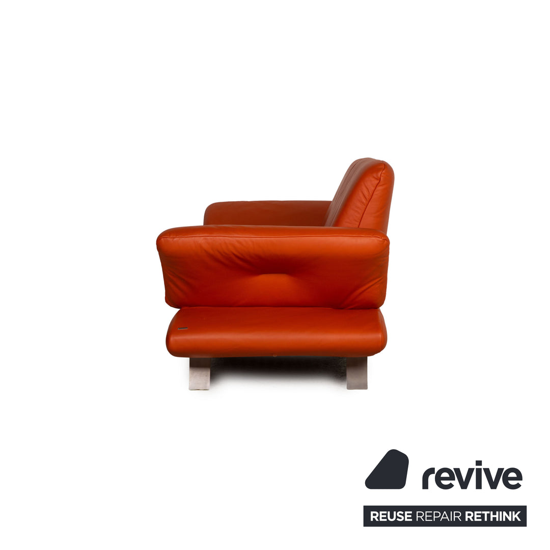 Koinor Rossini Leather Two Seater Orange Sofa Couch Feature