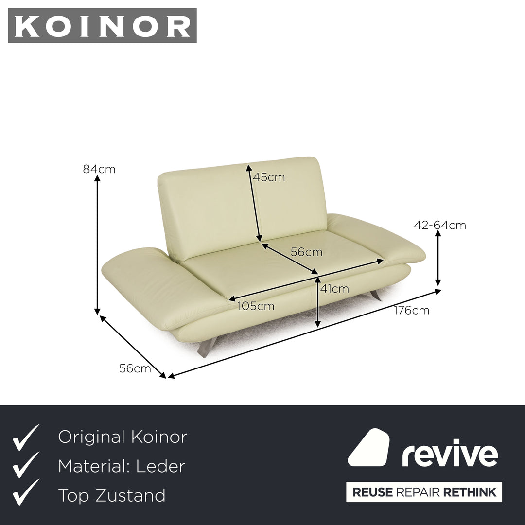 Koinor Rossini Leather Loveseat Pistachio Green Sofa Couch Function