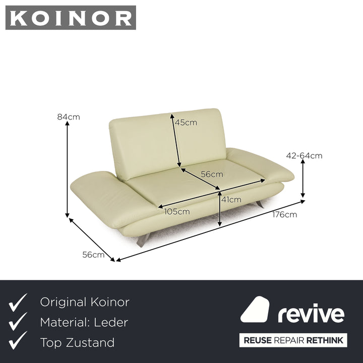 Koinor Rossini Leather Loveseat Pistachio Green Sofa Couch Function