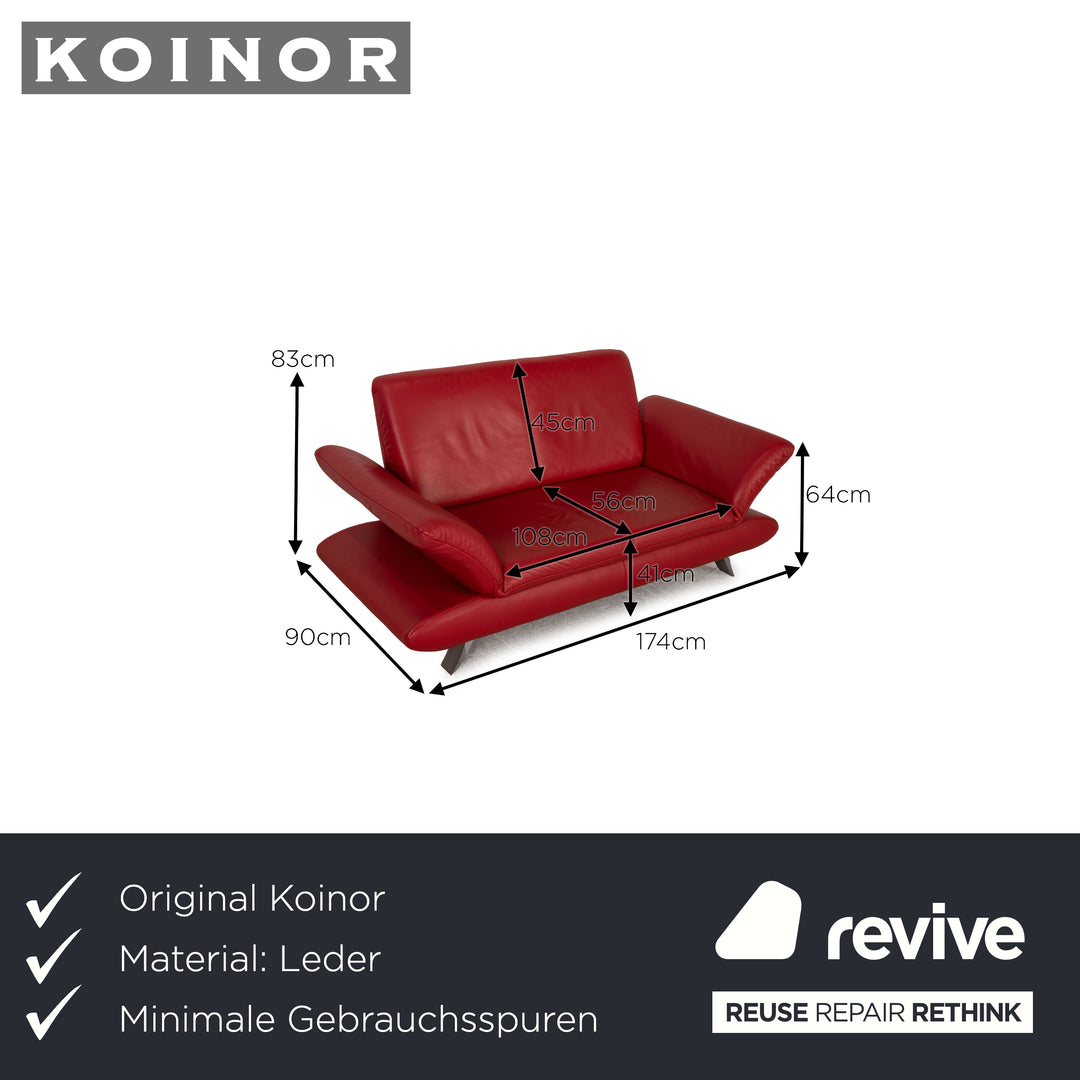 Koinor Rossini Leather Two Seater Red Sofa Couch