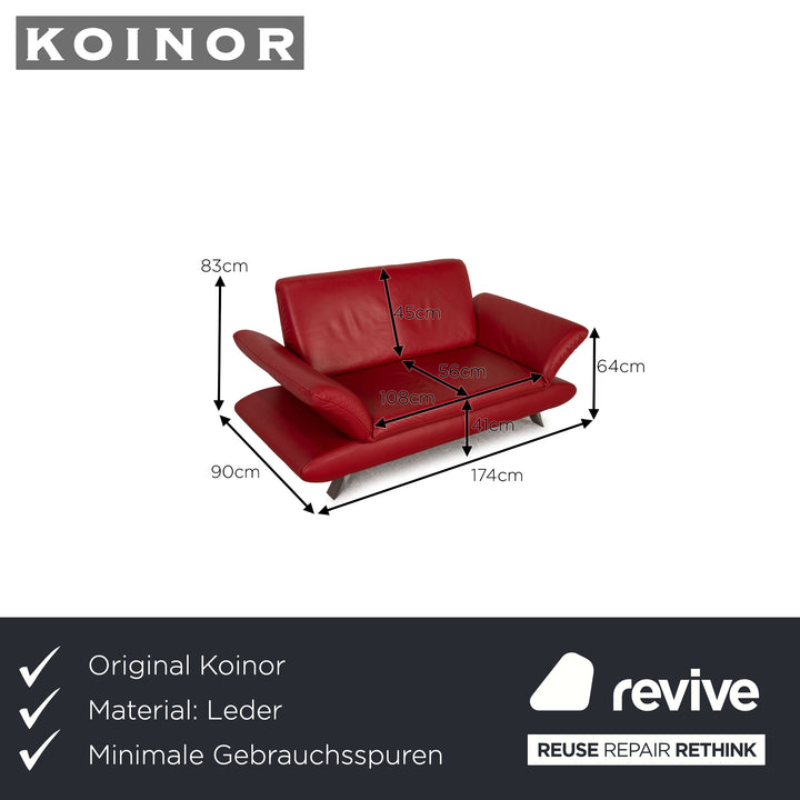 Koinor Rossini Leather Two Seater Red Sofa Couch