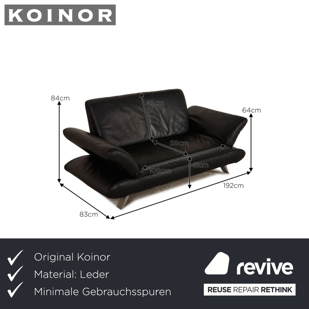Koinor Rossini Leder Zweisitzer Schwarz Sofa Couch Funktion