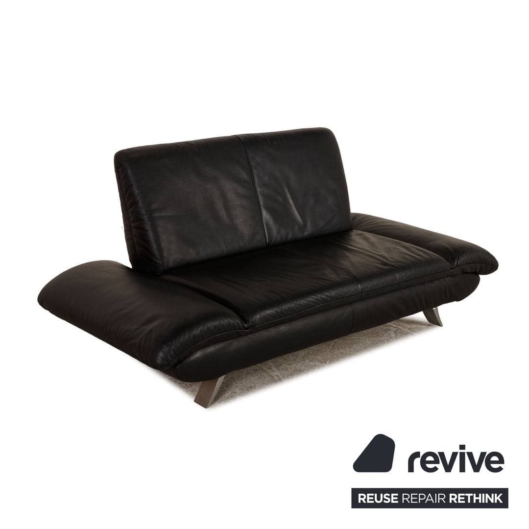 Koinor Rossini Leather Two Seater Black Sofa Couch Function