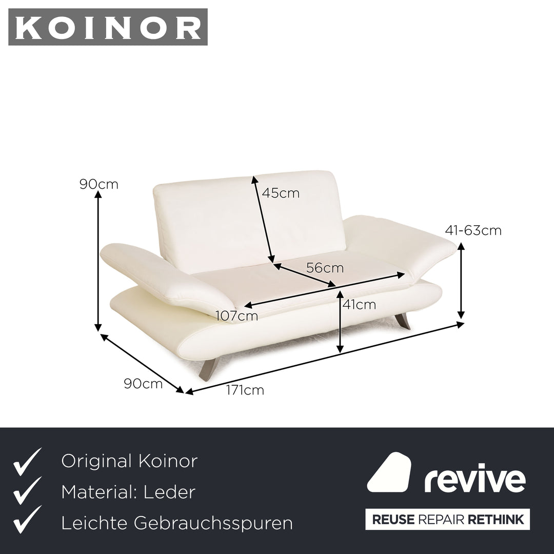 Koinor Rossini Leather Two Seater White Manual Function Sofa Couch
