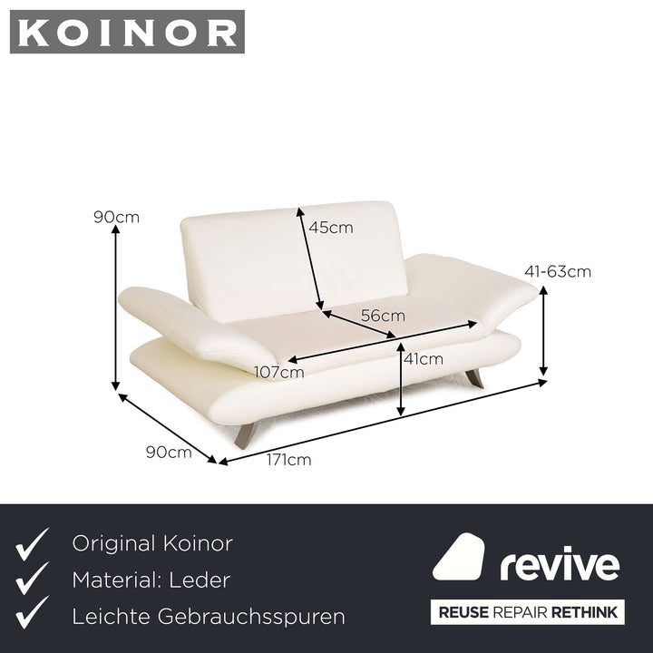 Koinor Rossini Leder Zweisitzer Weiß manuelle Funktion Sofa Couch