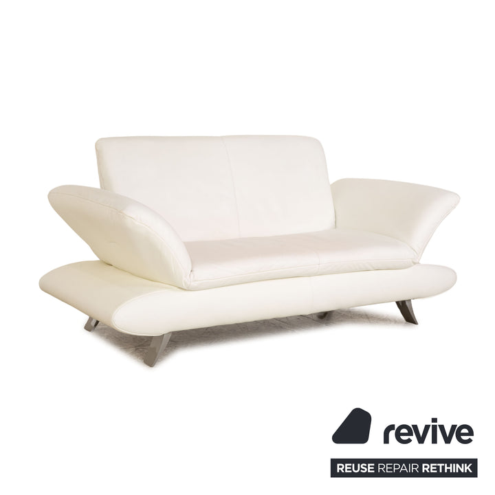 Koinor Rossini Leather Two Seater White Manual Function Sofa Couch