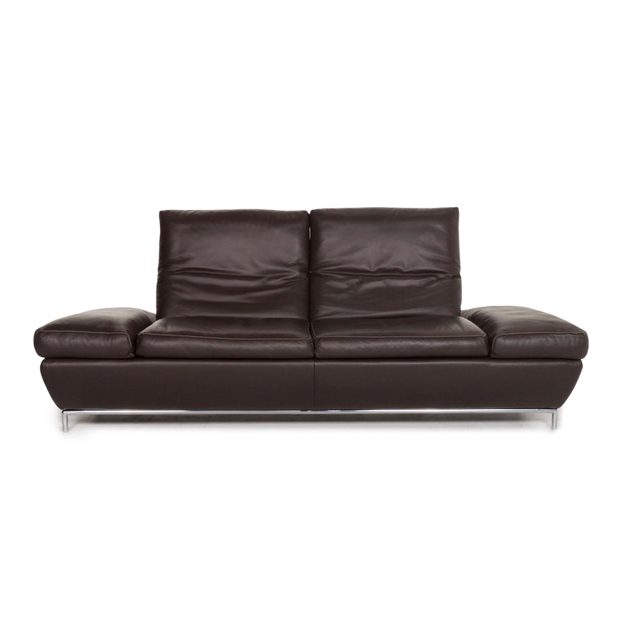 Koinor Roxanne Leather Sofa Brown Dark Brown Function Couch #12673
