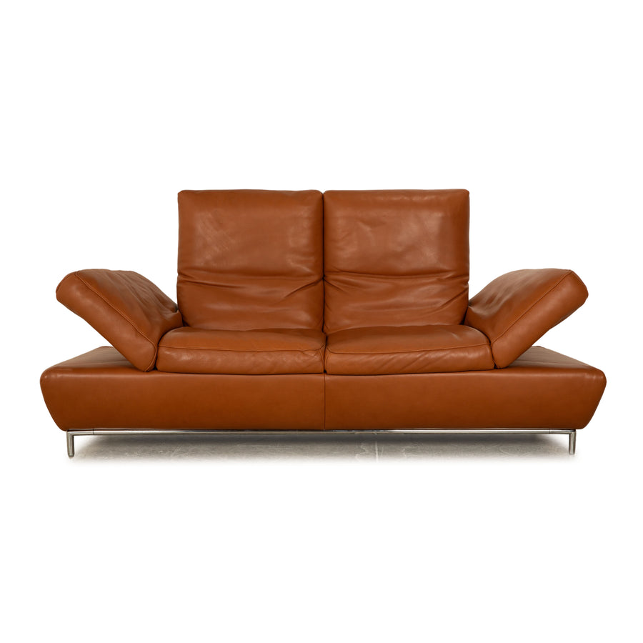 Koinor Roxanne leather two-seater brown cognac sofa couch manual function relaxation function