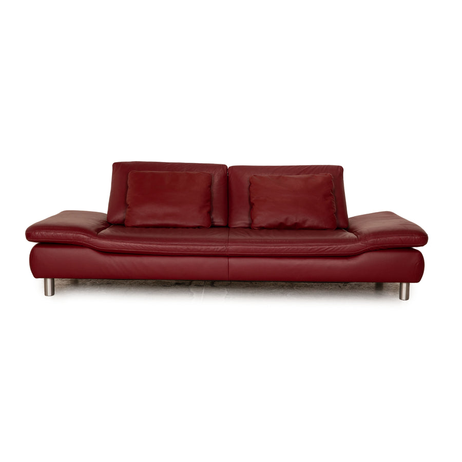Koinor Vacanza Leather Three Seater Red Sofa Couch Function