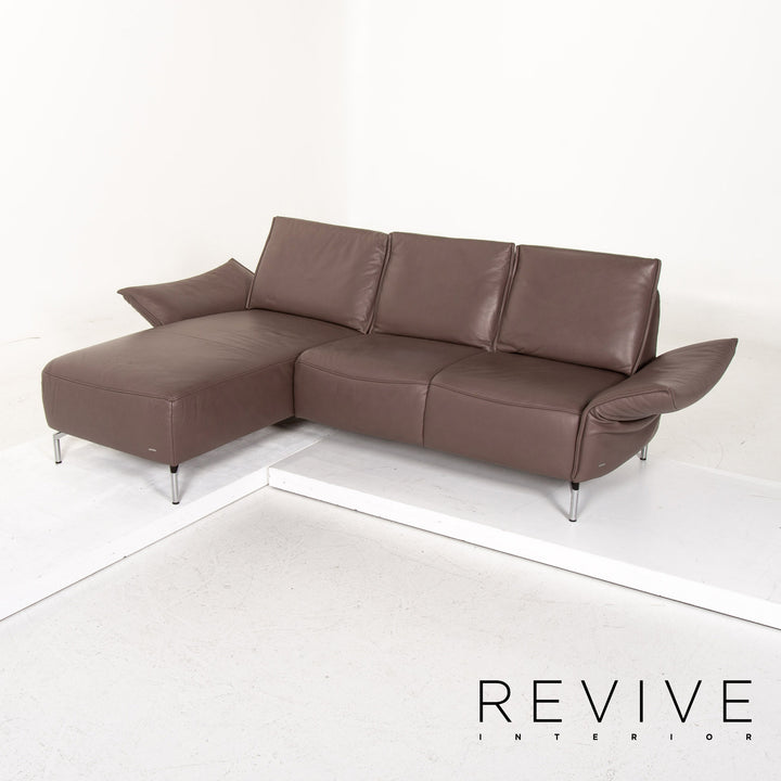 Koinor Vanda Leather Corner Sofa Brown Function Sofa Couch #14853