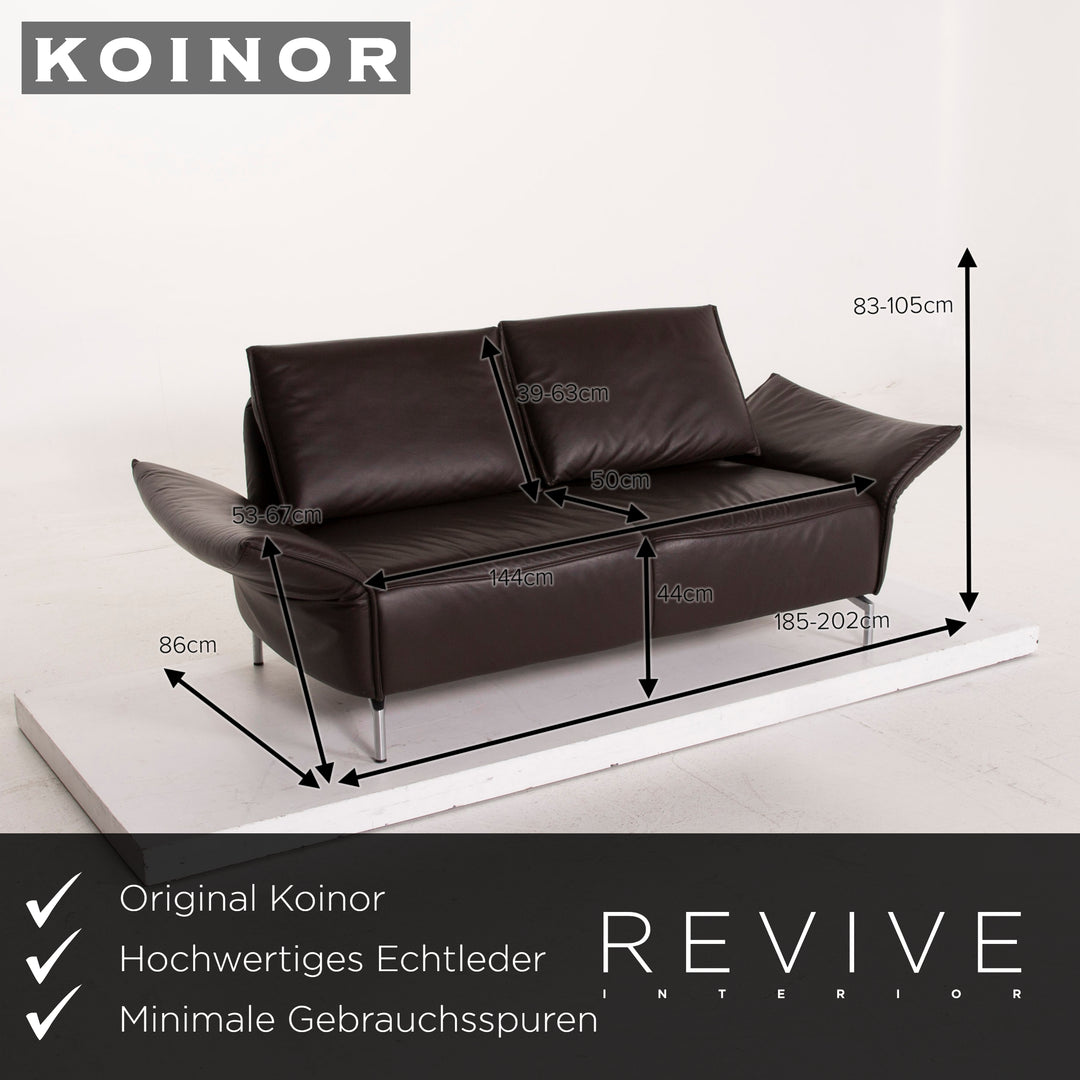 Koinor Vanda Leather Sofa Dark Brown Two Seater #15236