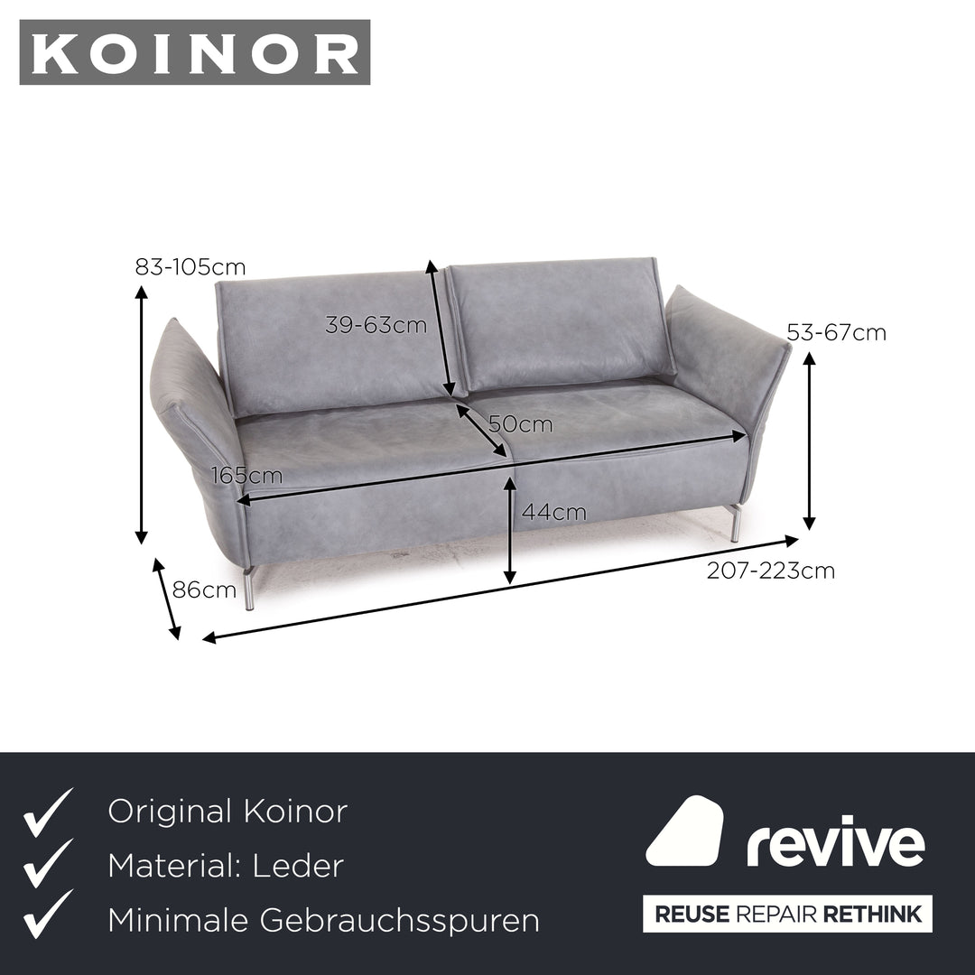 Koinor Vanda Leder Sofa Grau Blau Zweisitzer Funktion Couch