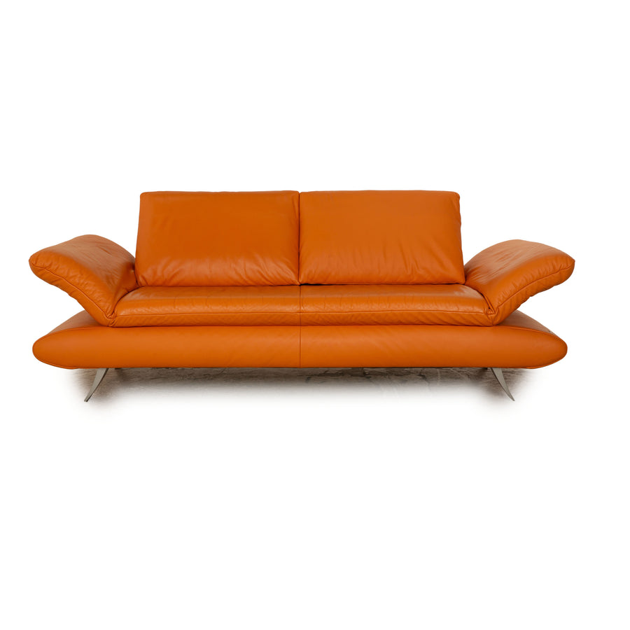 Koinor Velutti Leather Two Seater Orange Sofa Couch Manual Function