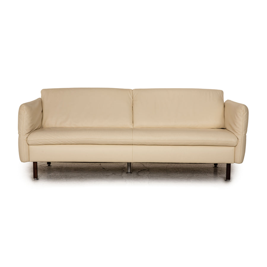 Koinor Vittoria leather three seater cream sofa couch feature
