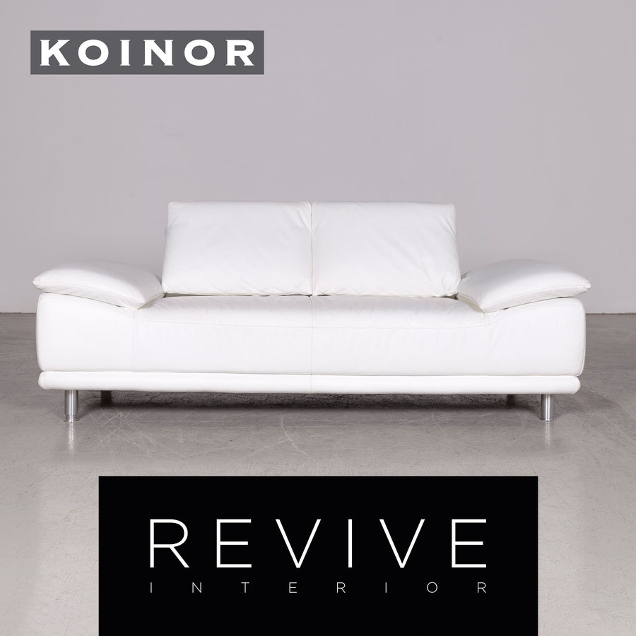 Koinor Volare Designer Leder Sofa Weiß Echtleder Zweisitzer Couch #7779