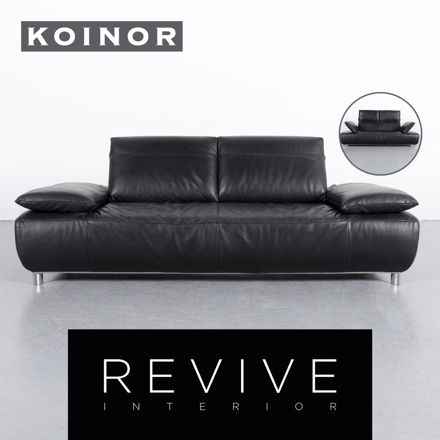Koinor Volare Leather Sofa Black Two Seater Couch Genuine Leather Feature #5934