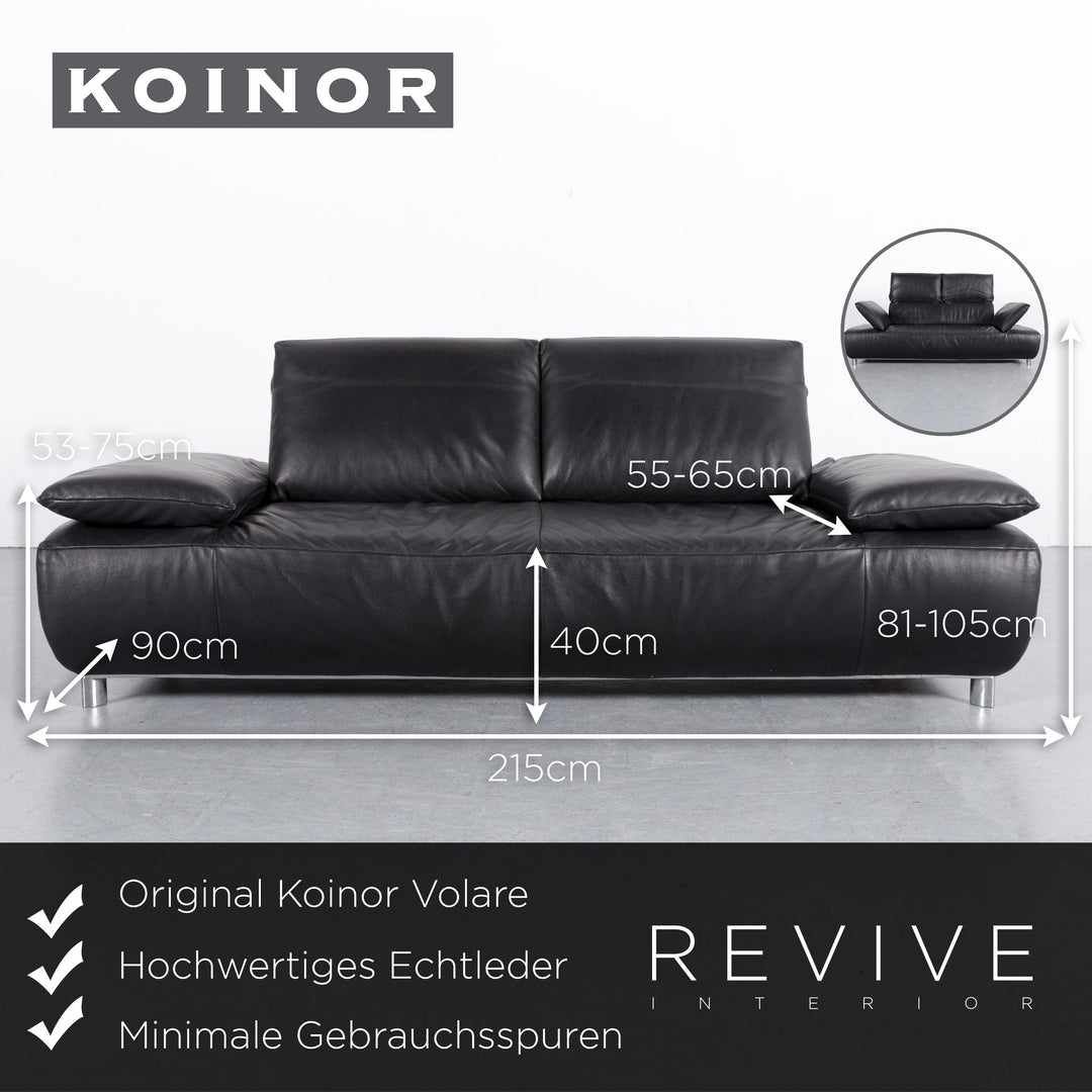 Koinor Volare Leather Sofa Black Two Seater Couch Genuine Leather Feature #5934