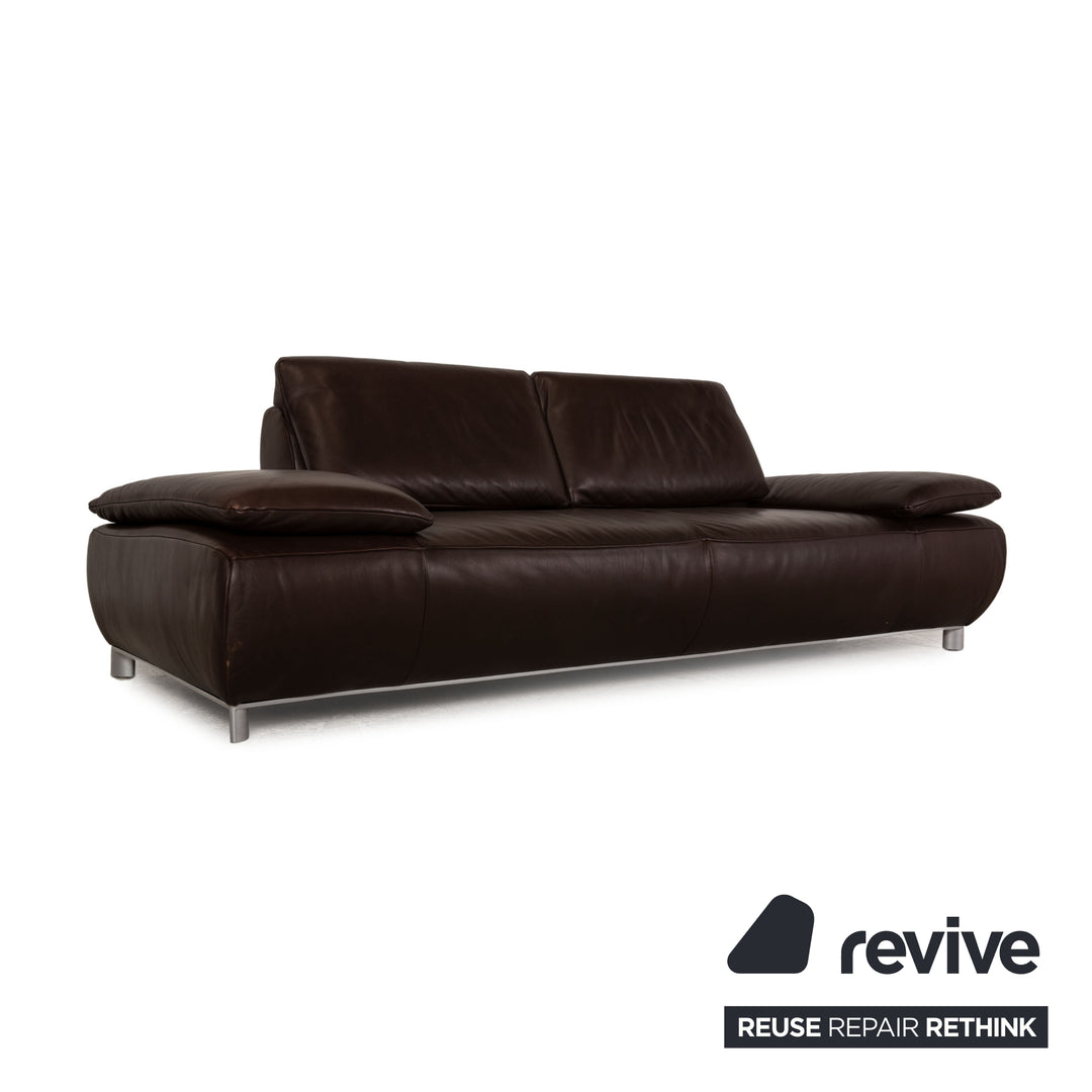 Koinor Volare Leather Three Seater Brown Function Sofa Couch