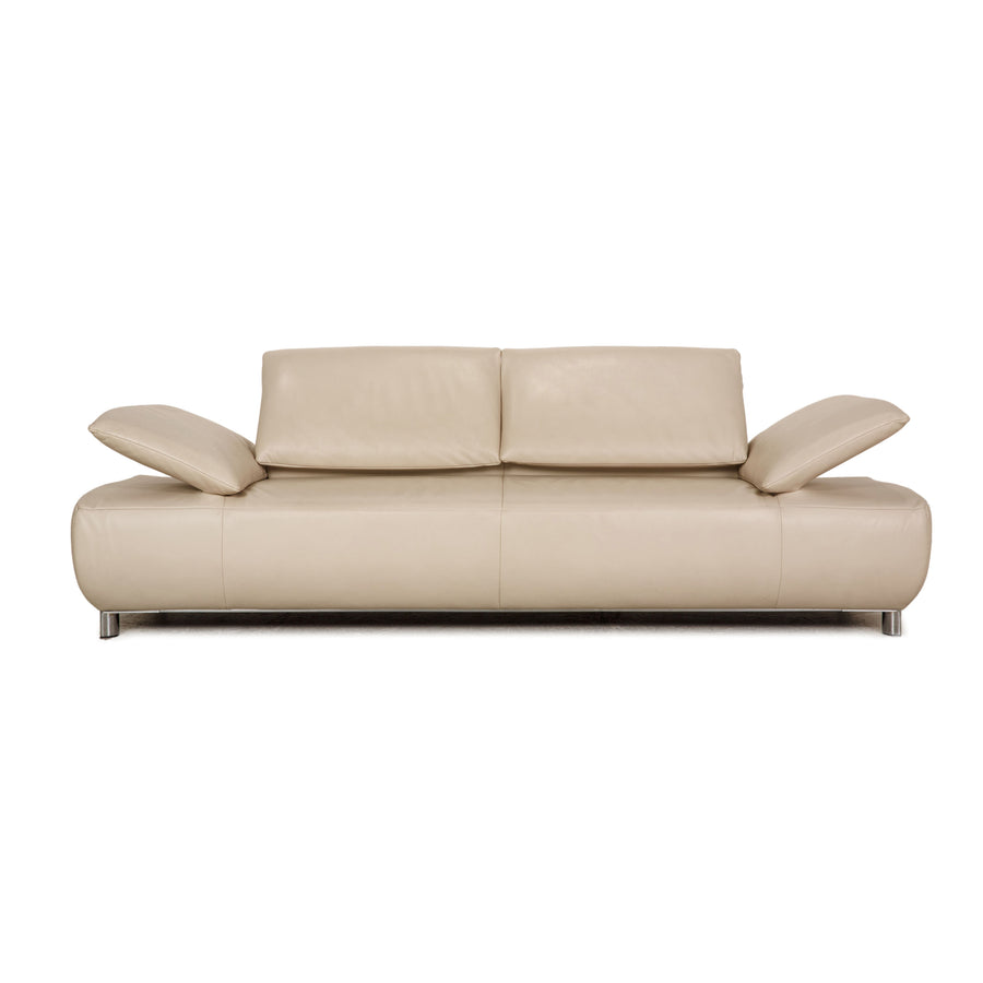 Koinor Volare leather three seater cream sofa couch feature