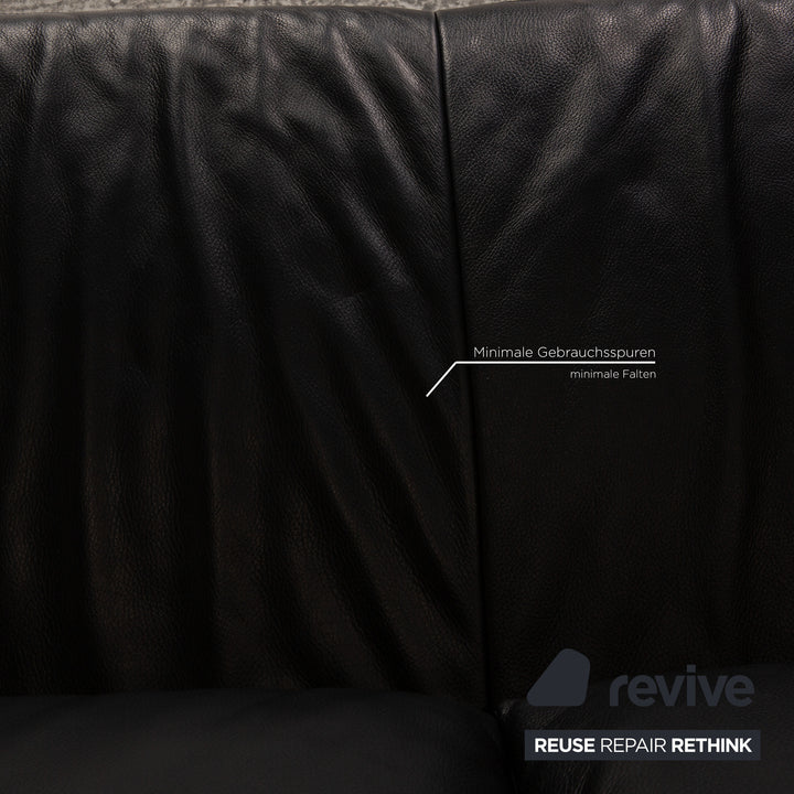Koinor Volare Leder Dreisitzer Schwarz Sofa Couch