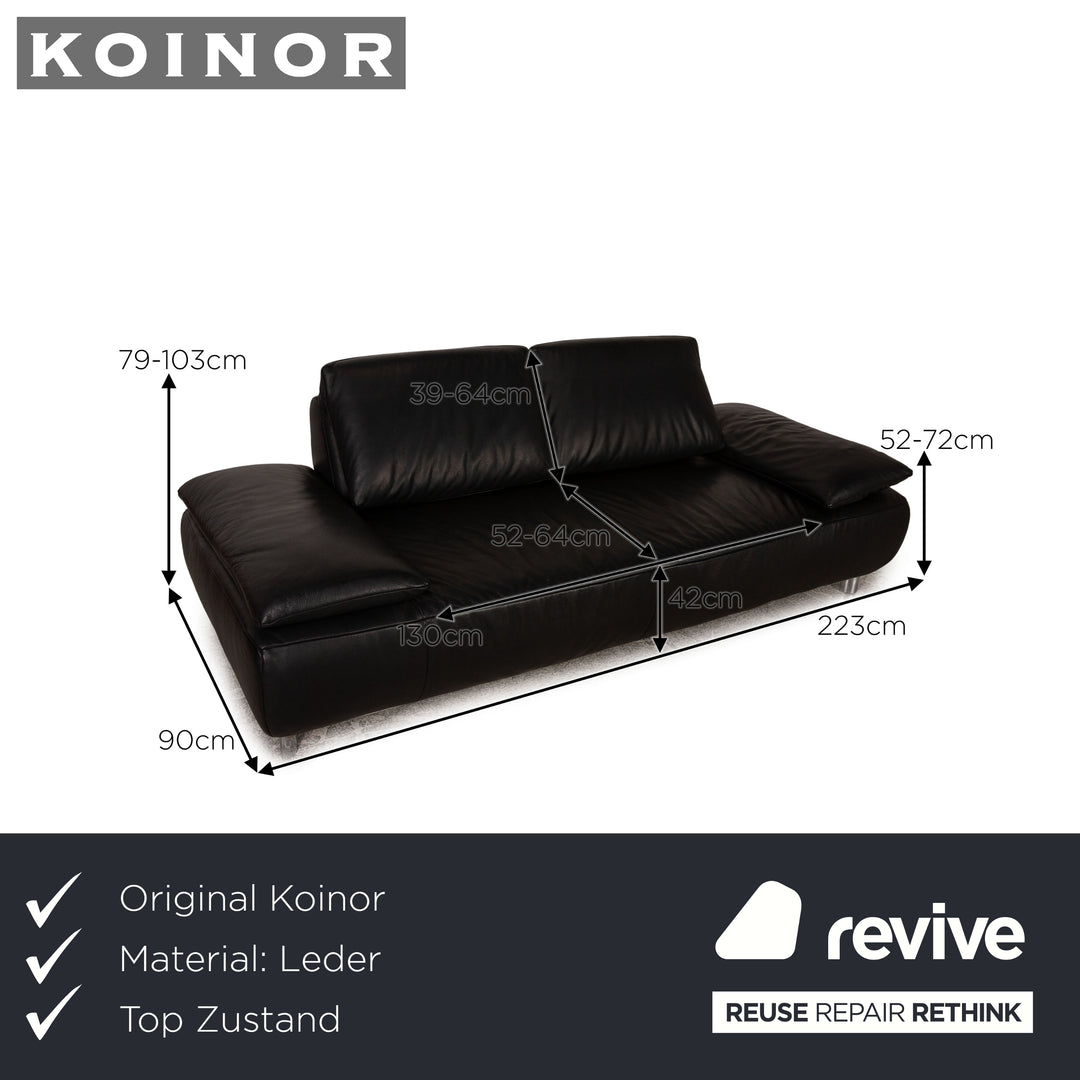 Koinor Volare Leder Dreisitzer Schwarz Sofa Couch