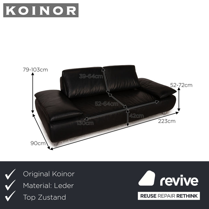 Koinor Volare Leder Dreisitzer Schwarz Sofa Couch