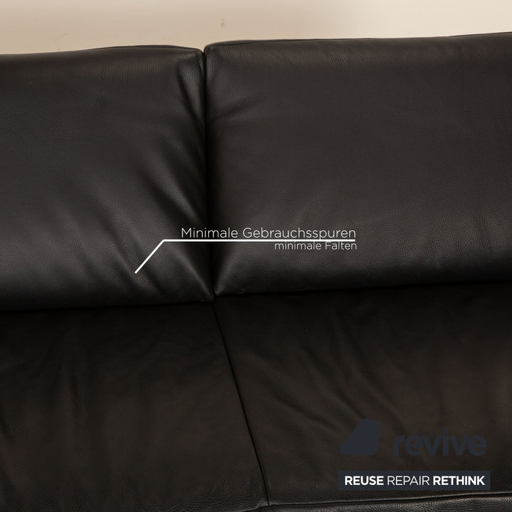 Koinor Volare Leder Dreisitzer Schwarz Sofa Couch manuelle Funktion