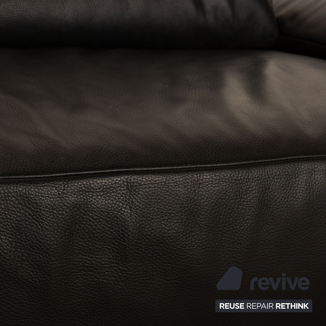 Koinor Volare Leder Dreisitzer Schwarz Sofa Couch manuelle Funktion