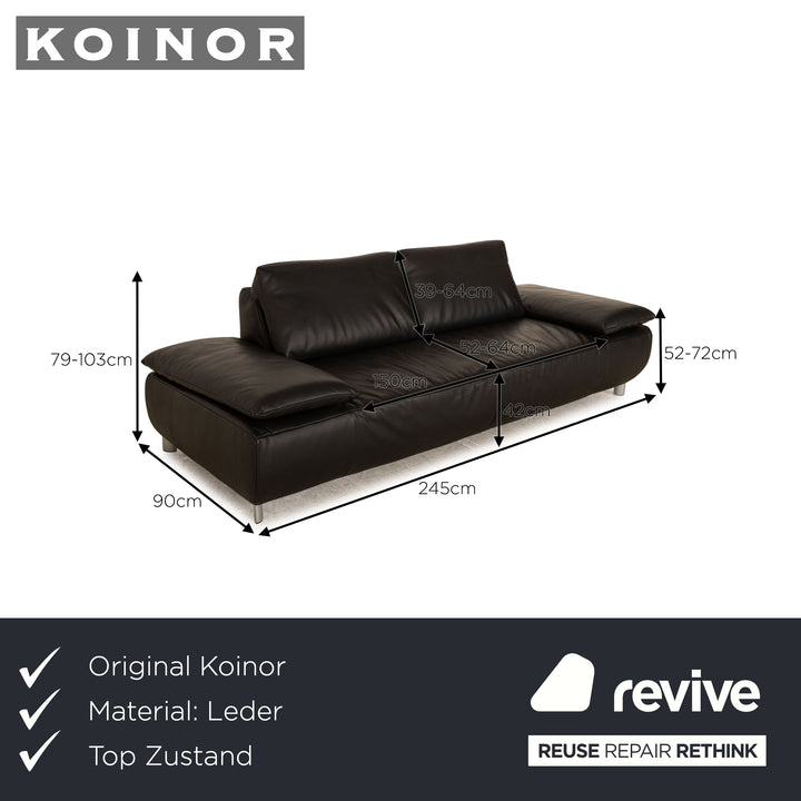 Koinor Volare Leder Dreisitzer Schwarz Sofa Couch manuelle Funktion