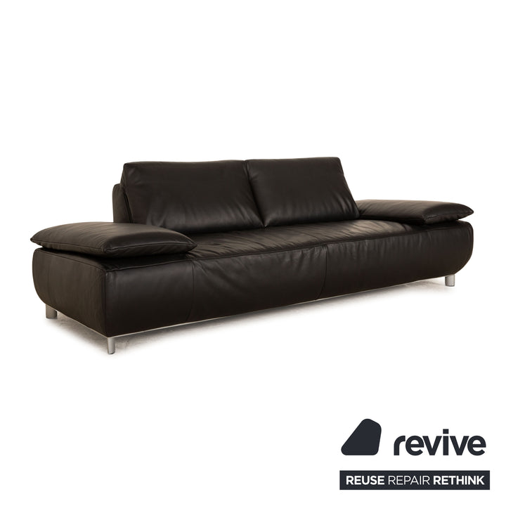 Koinor Volare Leder Dreisitzer Schwarz Sofa Couch manuelle Funktion