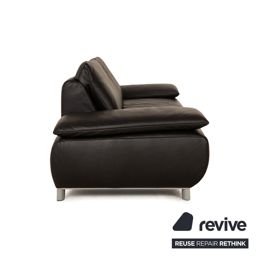 Koinor Volare Leder Dreisitzer Schwarz Sofa Couch manuelle Funktion