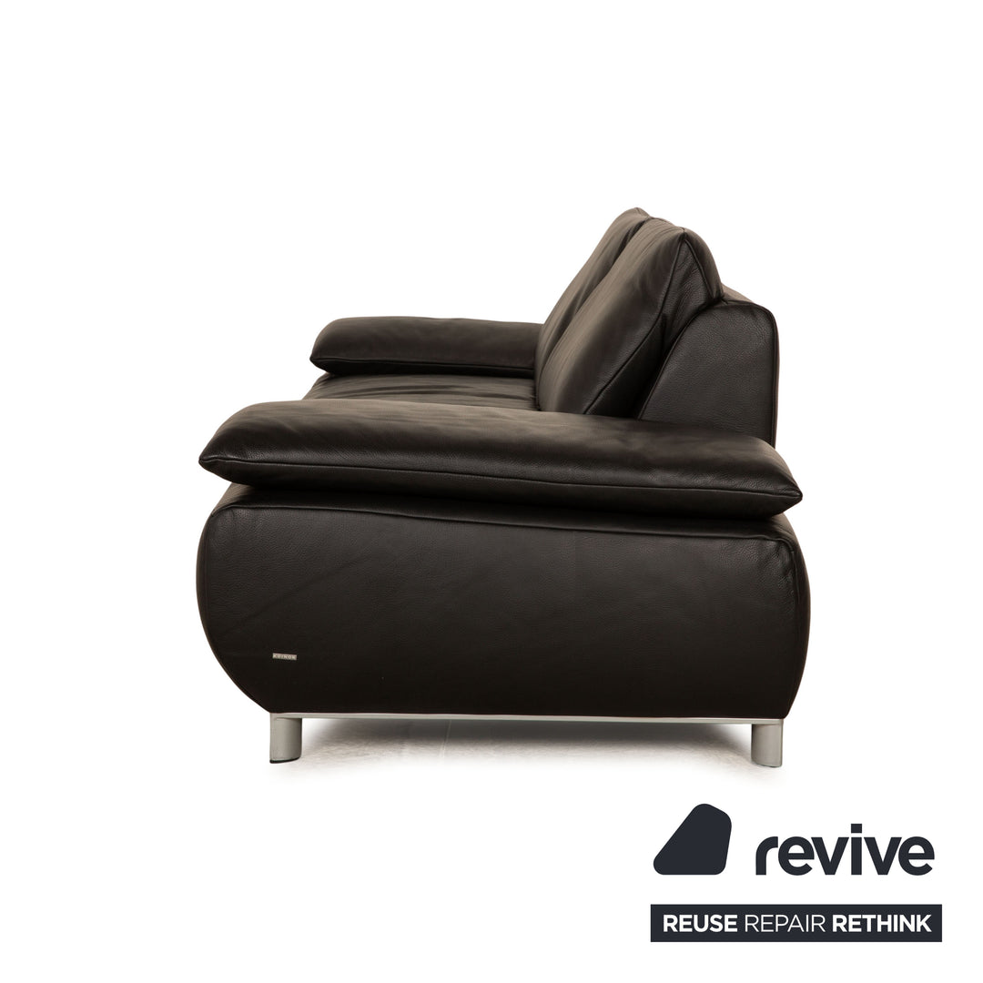 Koinor Volare Leder Dreisitzer Schwarz Sofa Couch manuelle Funktion