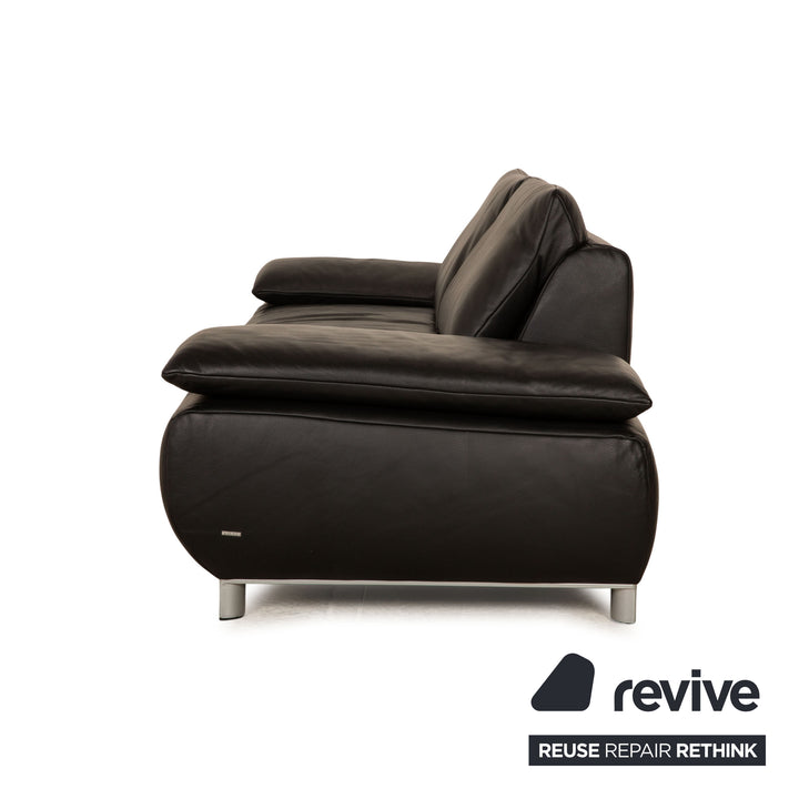 Koinor Volare Leder Dreisitzer Schwarz Sofa Couch manuelle Funktion