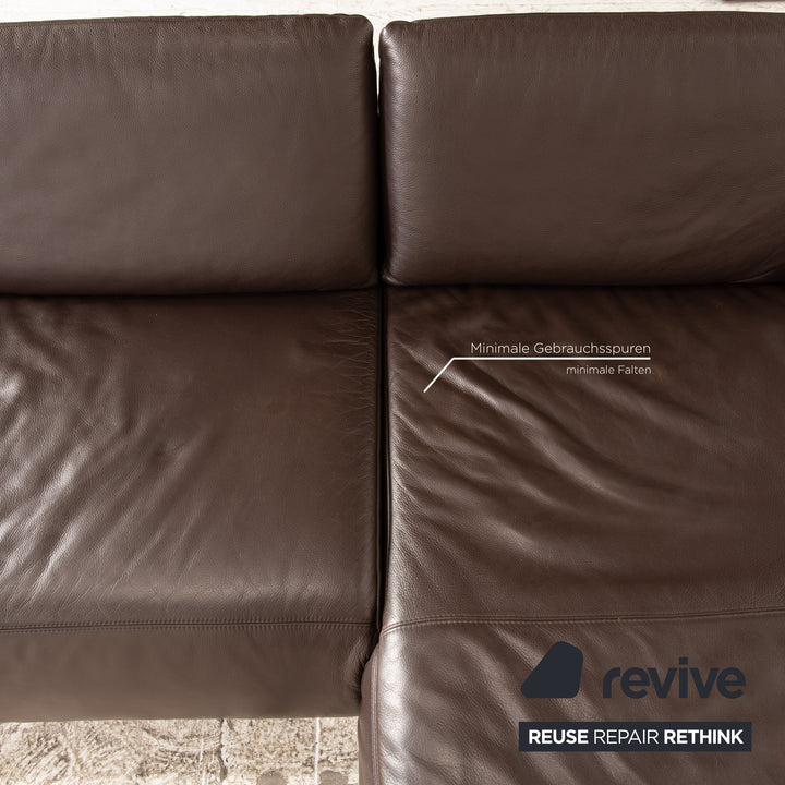 Koinor Volare Leather Corner Sofa Brown Dark Brown Chaise Longue Sofa Couch