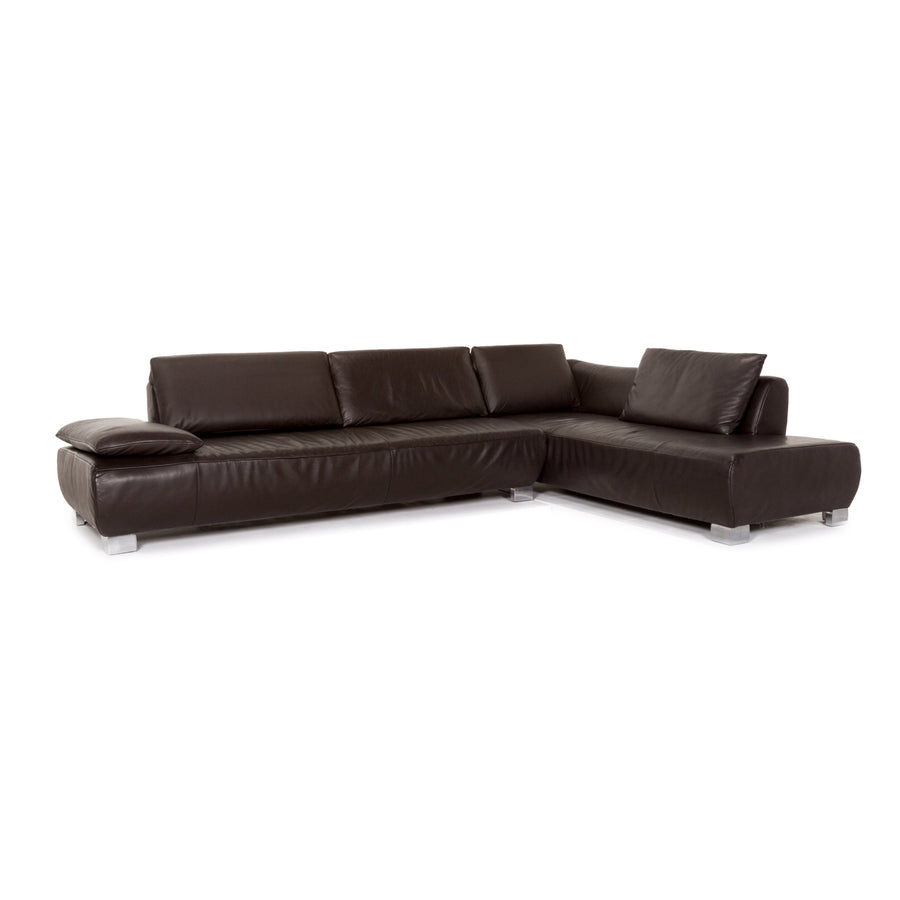 Koinor Volare Leather Corner Sofa Brown Dark Brown Sofa Couch #13286