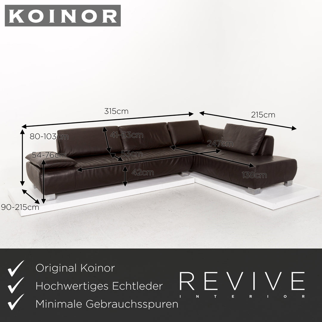 Koinor Volare Leather Corner Sofa Brown Dark Brown Sofa Couch #13286