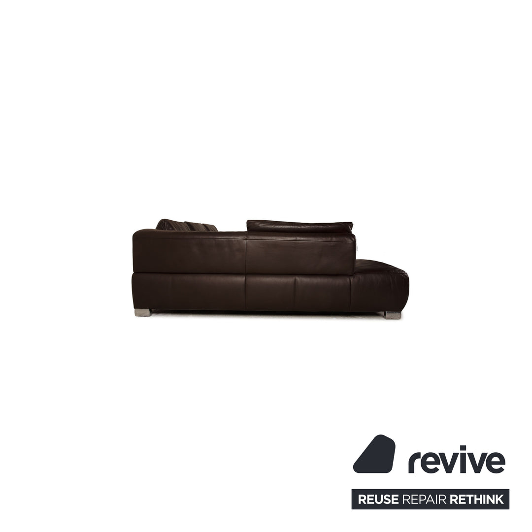 Koinor Volare leather corner sofa brown dark brown sofa couch function recamier left