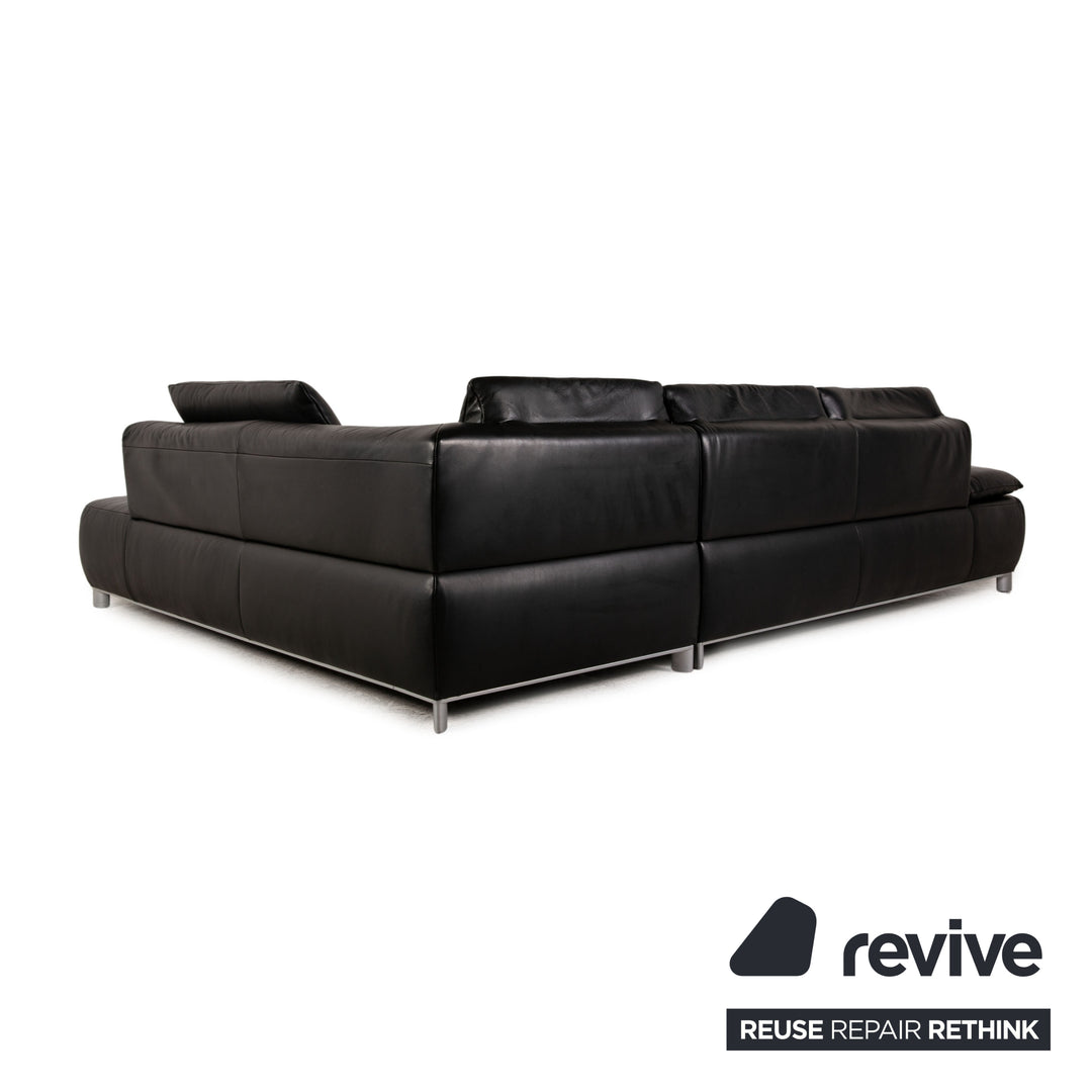 Koinor Volare Leather Corner Sofa Black Sofa Couch Function