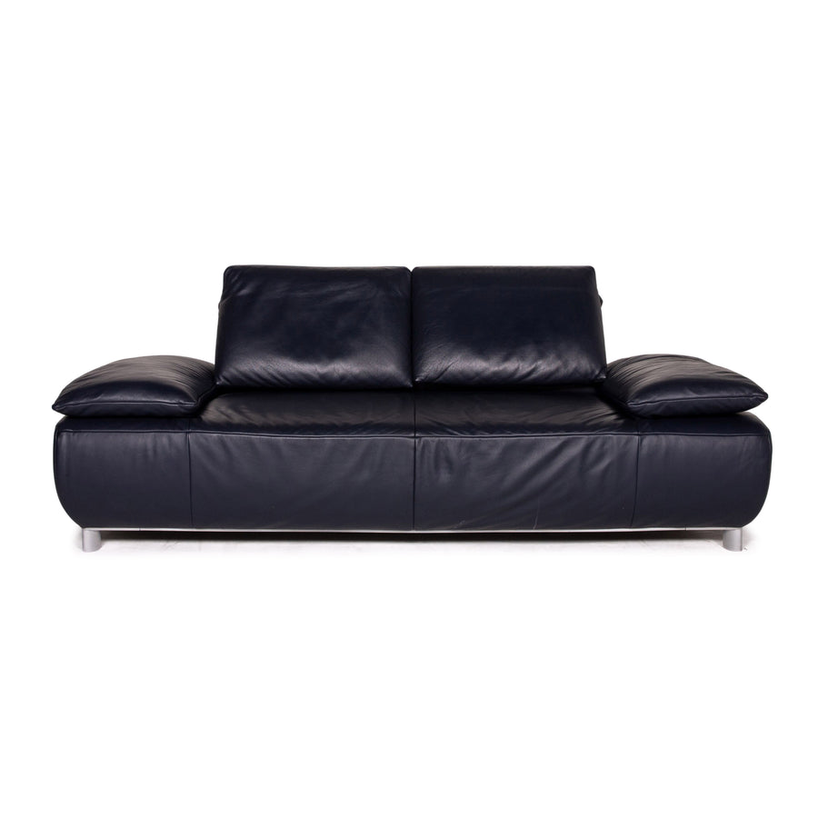 Koinor Volare Leather Sofa Blue Dark Blue Three Seater Function Couch #14759