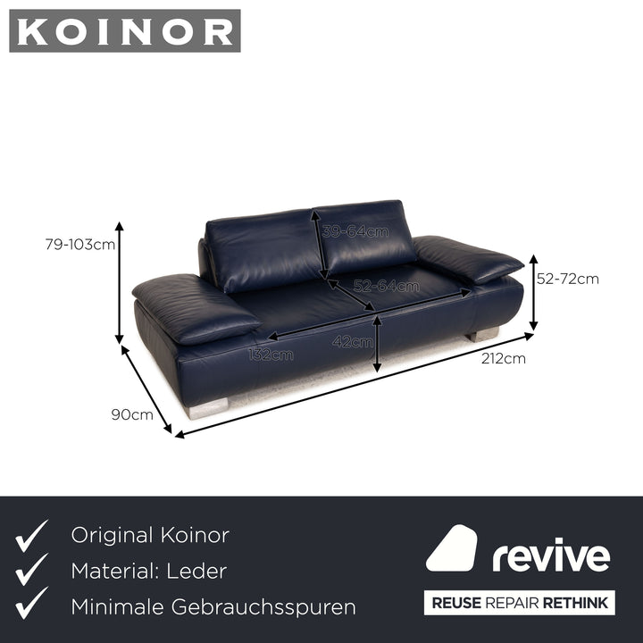 Koinor Volare Leder Sofa Blau Zweisitzer Couch Funktion