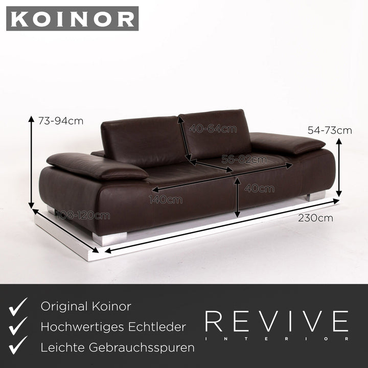 Koinor Volare Leather Sofa Brown Dark Brown Three Seater Function Couch #13563