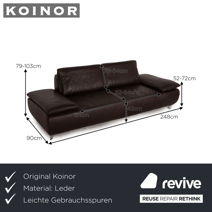 Koinor Volare Leather Sofa Brown Dark Brown Three Seater Function Couch