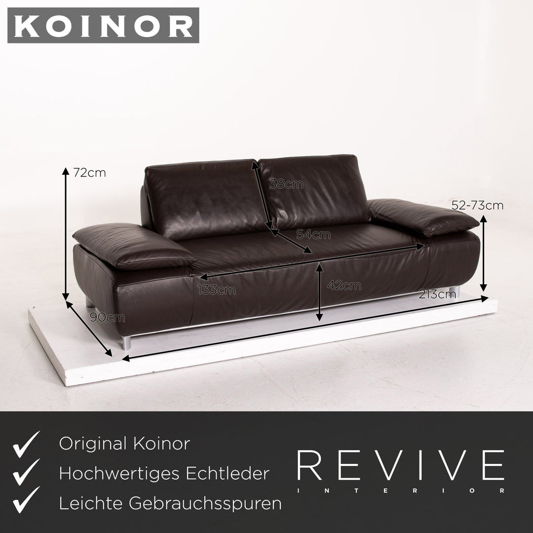 Koinor Volare Leather Sofa Brown Dark Brown Three Seater Function Couch #14955