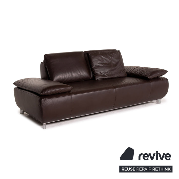 Koinor Volare Leather Sofa Brown Dark Brown Two Seater Function Couch